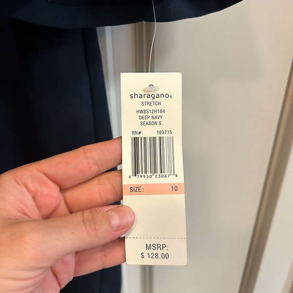 NWT! Sharagano Navy Tiered Ruffle Sleeve Dress - size 10 - MSRP $128! - Picture 3 of 5